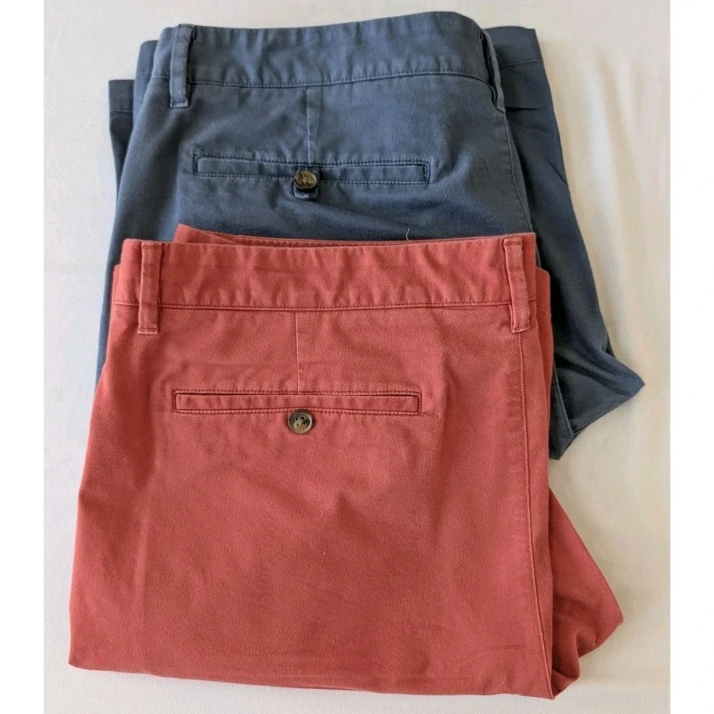 Lot of 2 Bonobos Stretch Chino Shorts Men's 36 Blue Rust 10